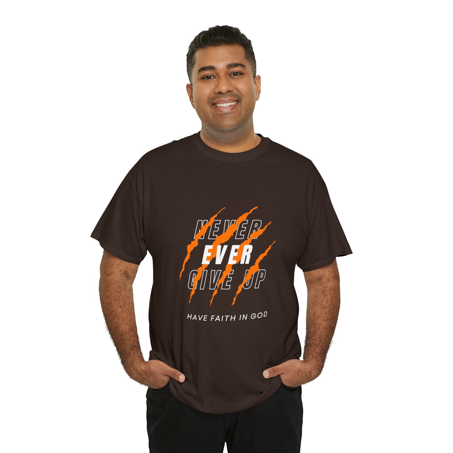 Never Give Up Faith-Inspired Cotton Tee