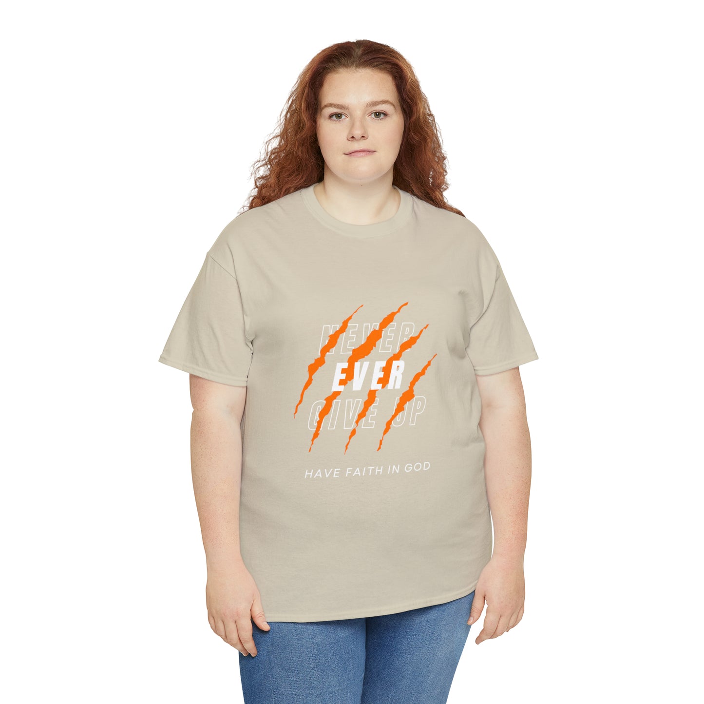 Never Give Up Faith-Inspired Cotton Tee