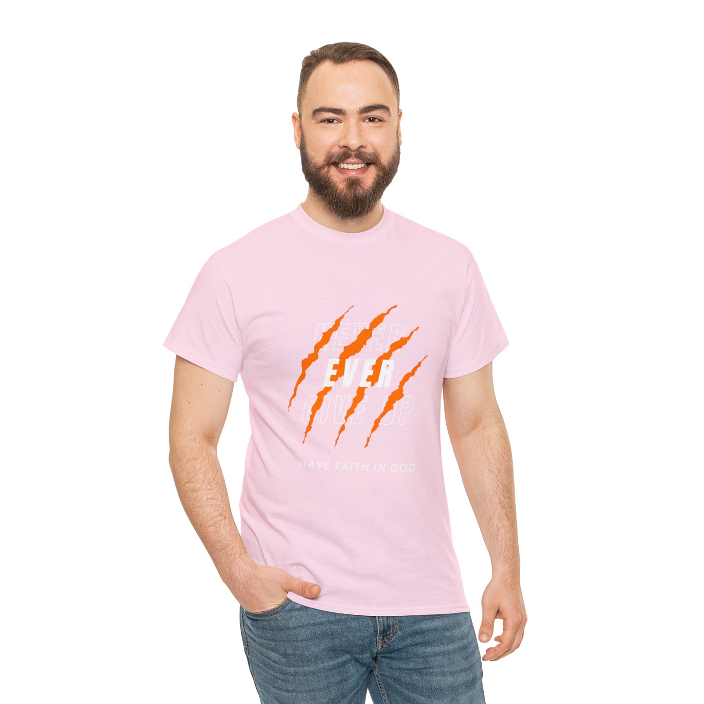 Never Give Up Faith-Inspired Cotton Tee