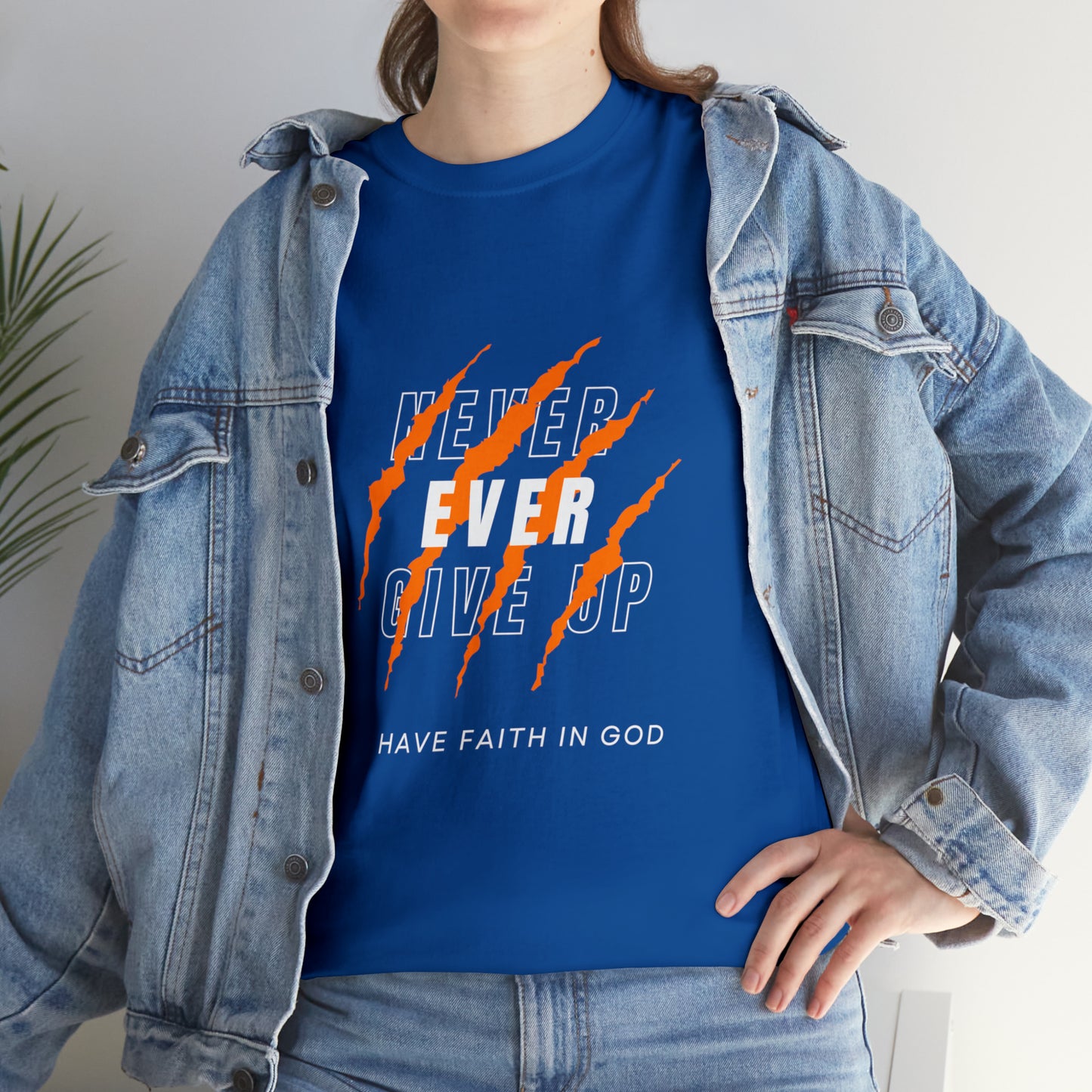 Never Give Up Faith-Inspired Cotton Tee
