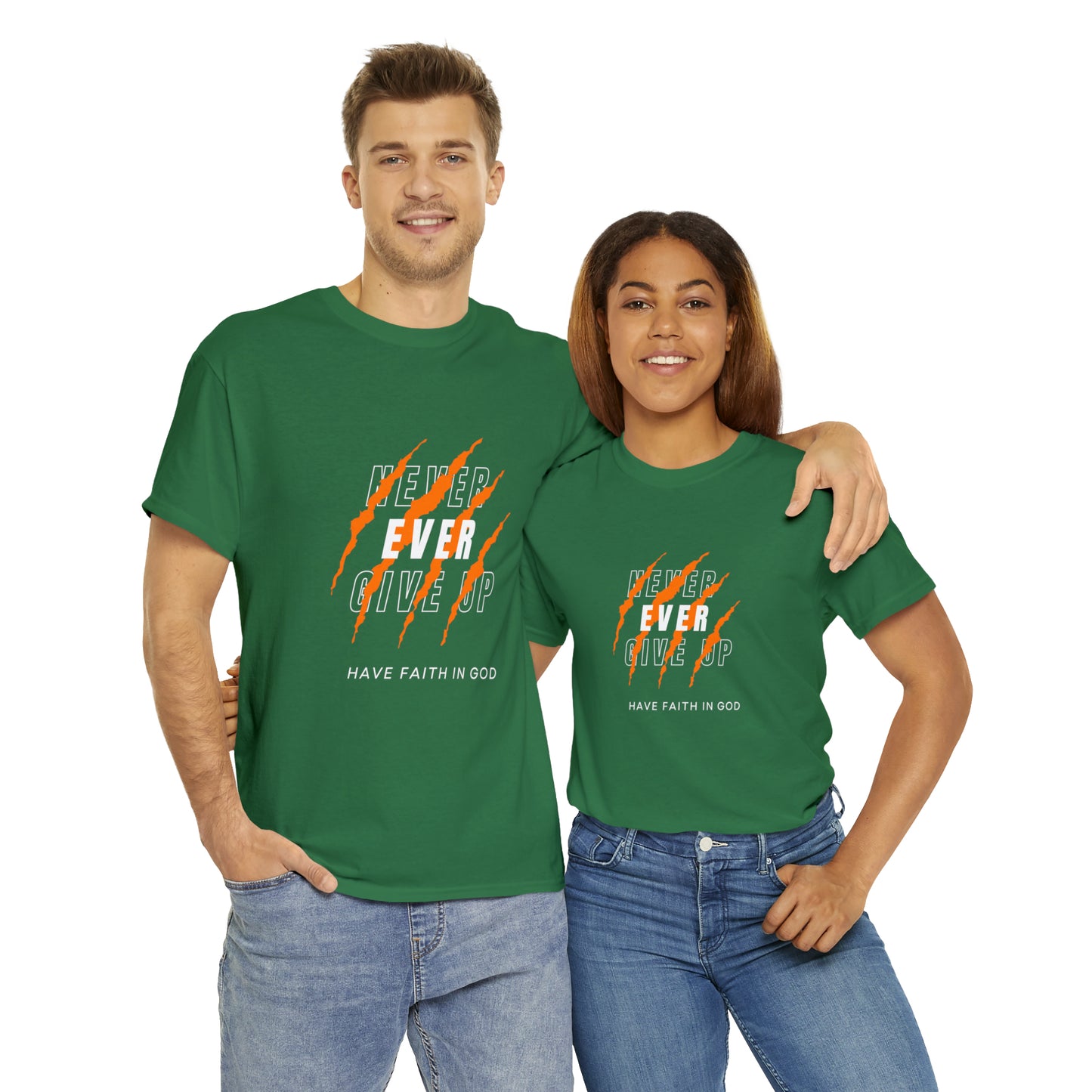 Never Give Up Faith-Inspired Cotton Tee