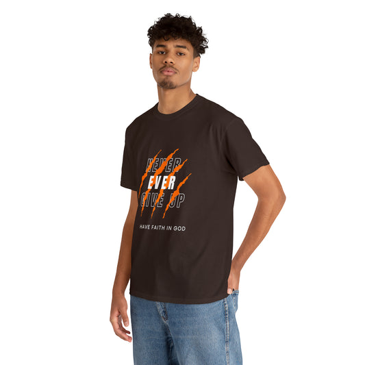Never Give Up Faith-Inspired Cotton Tee
