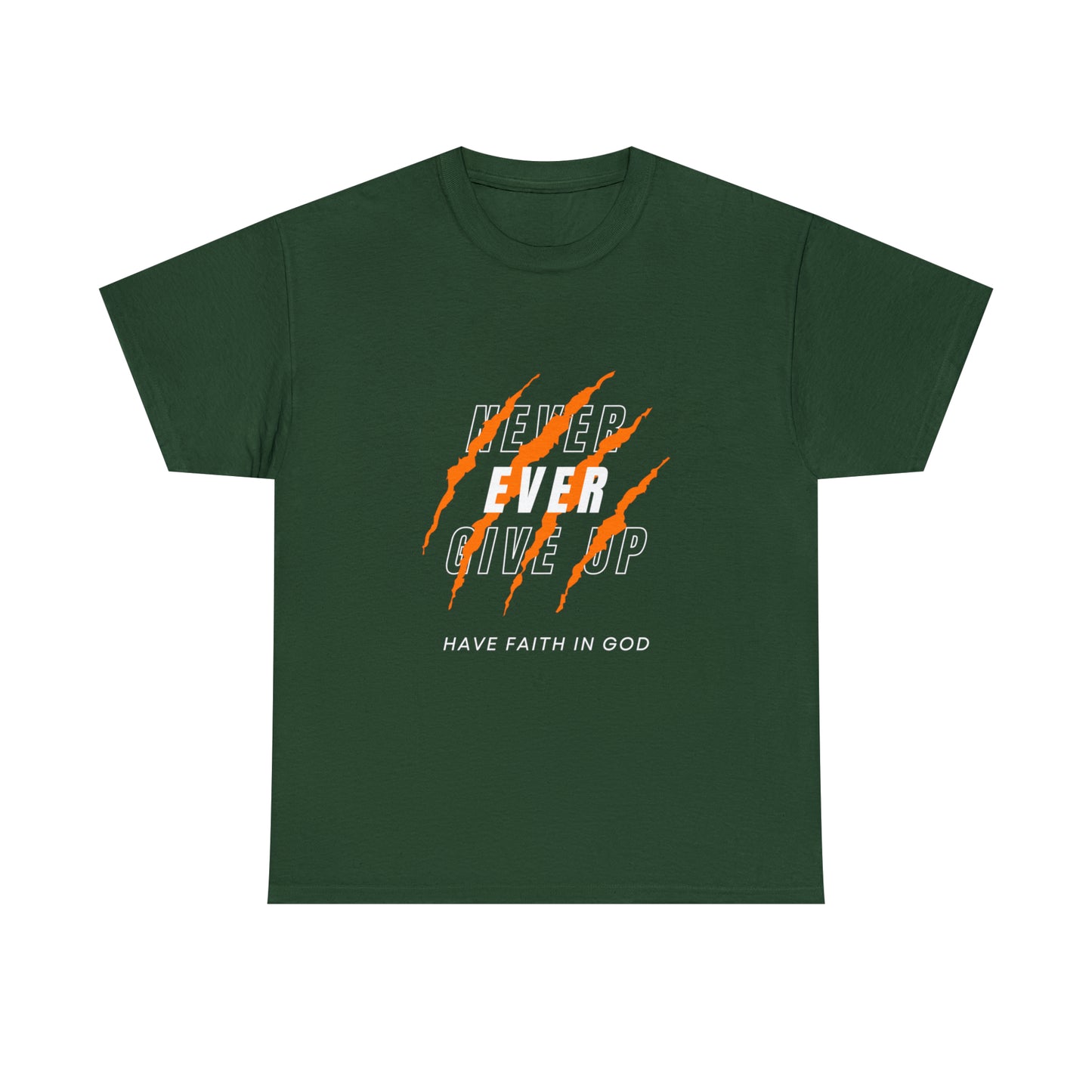 Never Give Up Faith-Inspired Cotton Tee