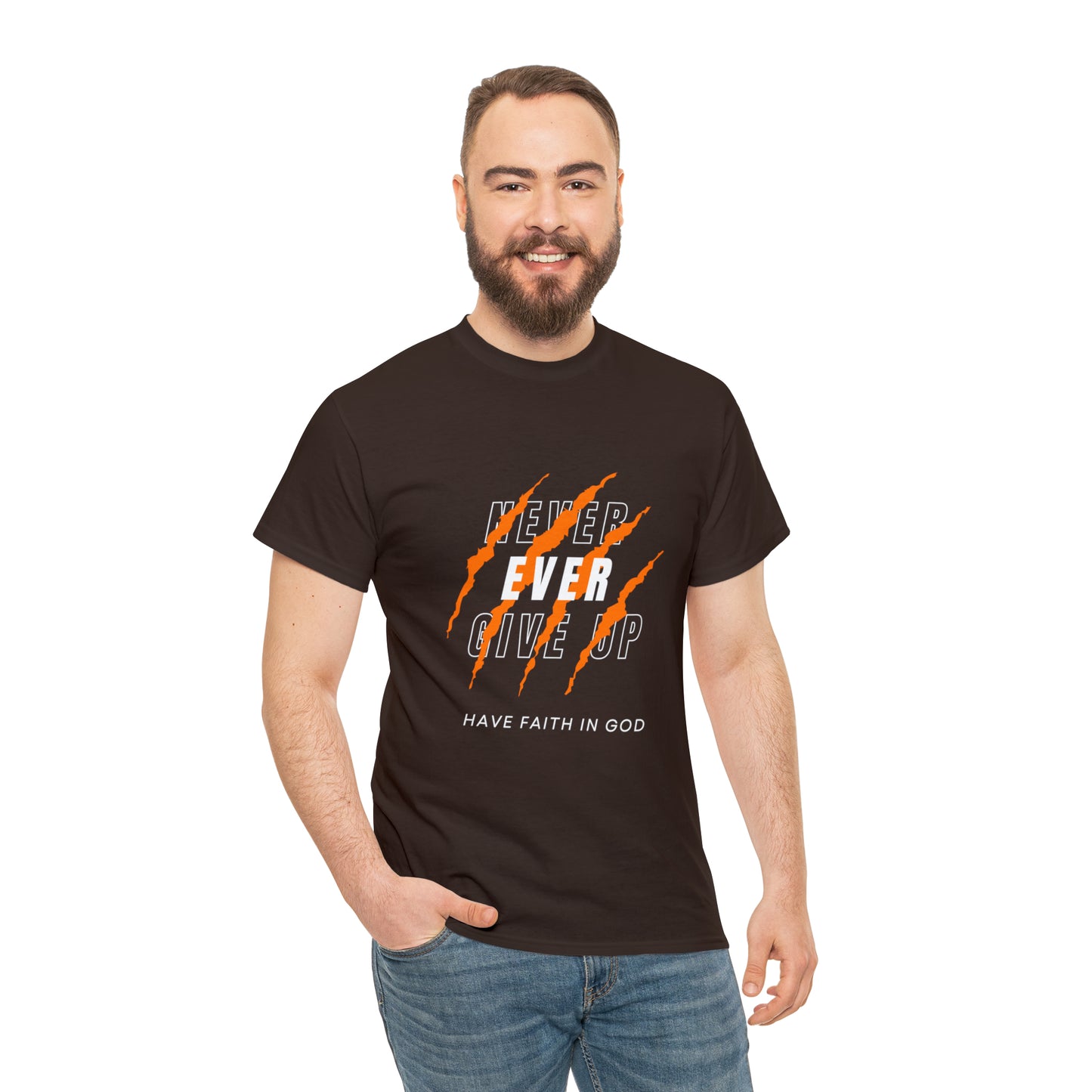 Never Give Up Faith-Inspired Cotton Tee