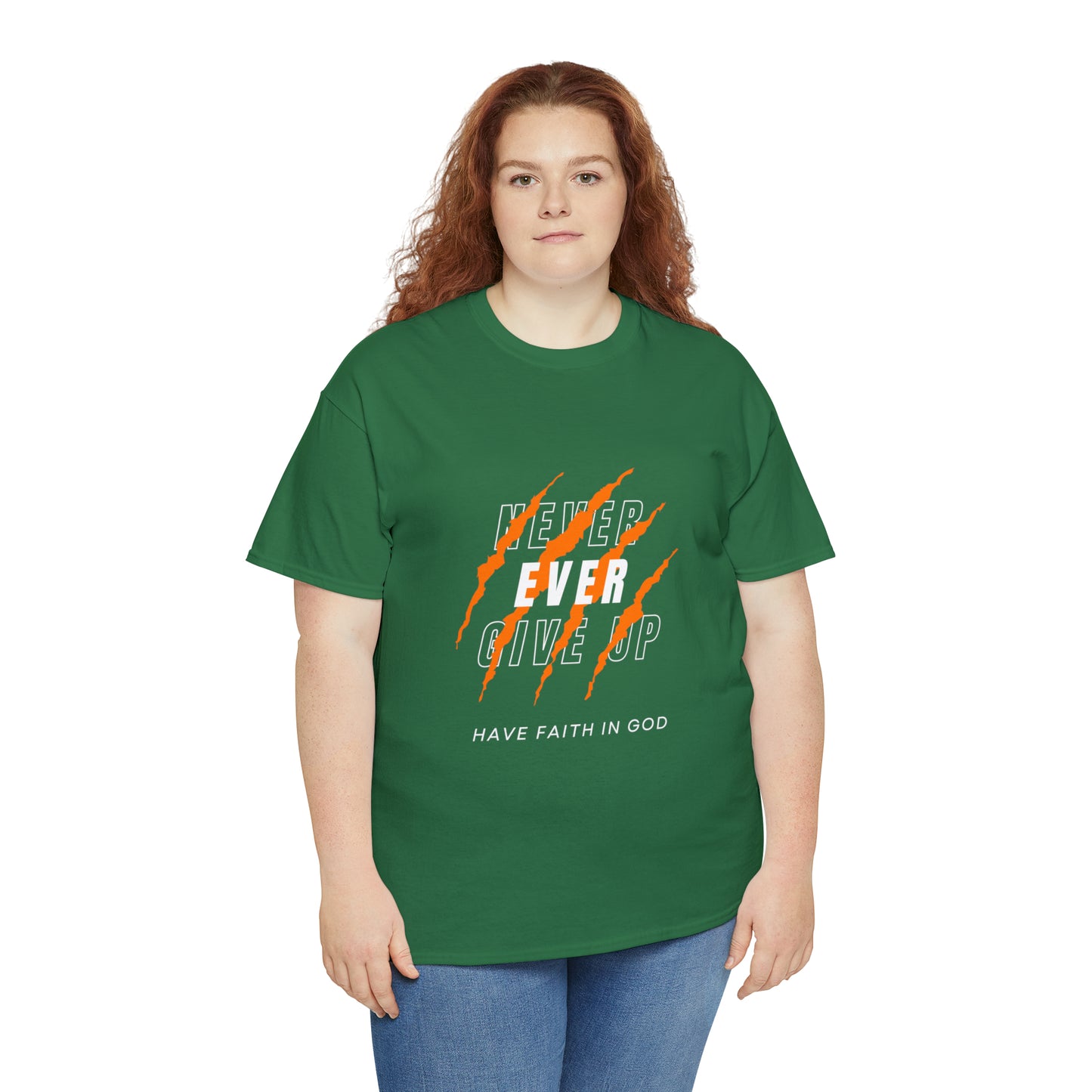 Never Give Up Faith-Inspired Cotton Tee