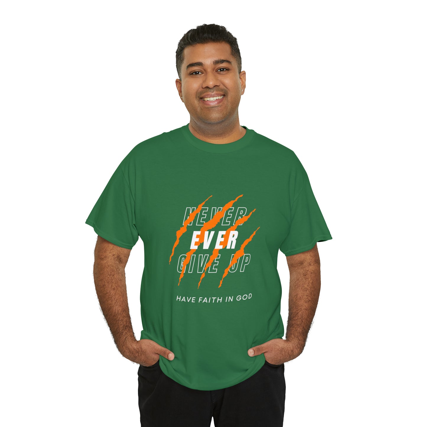 Never Give Up Faith-Inspired Cotton Tee
