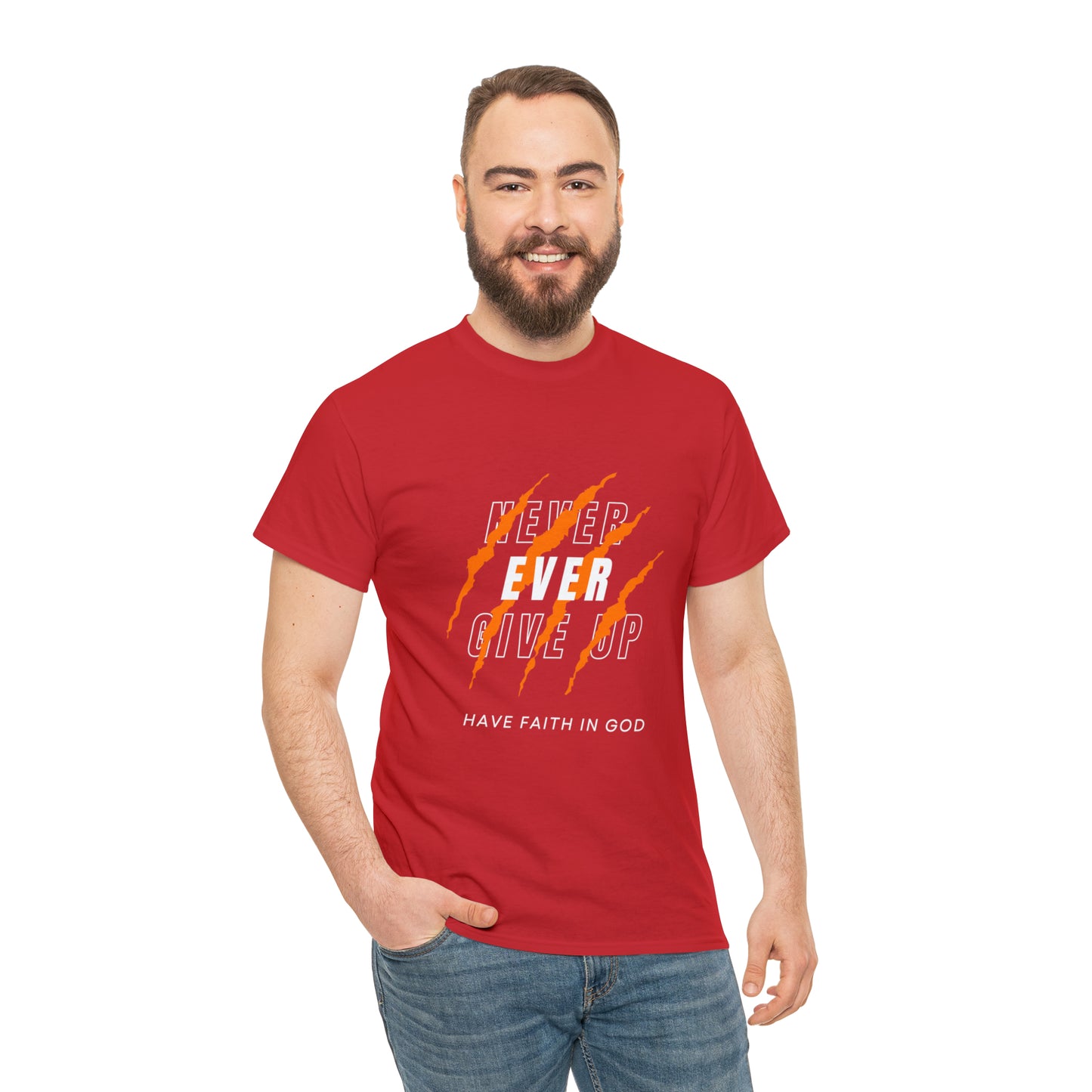 Never Give Up Faith-Inspired Cotton Tee
