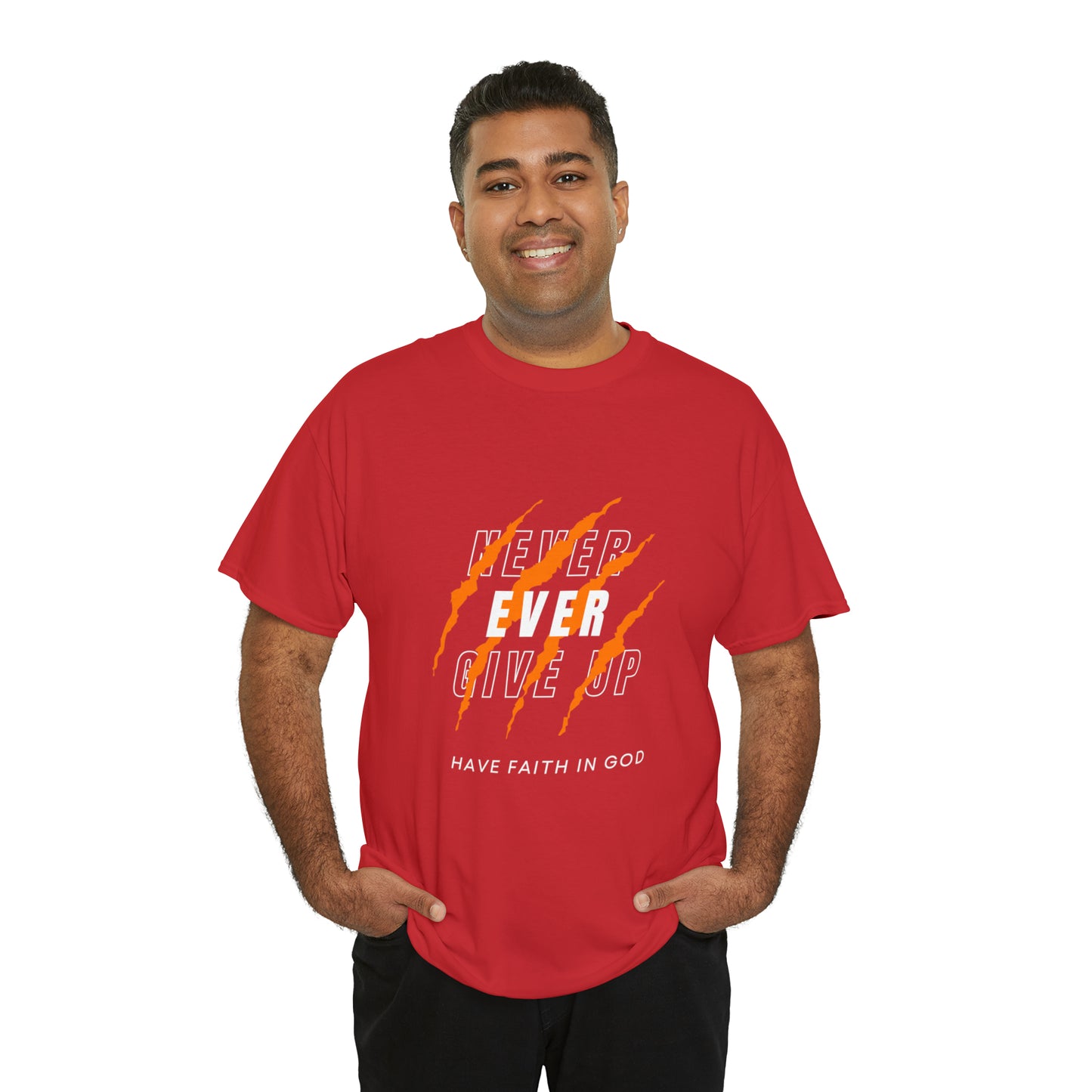 Never Give Up Faith-Inspired Cotton Tee