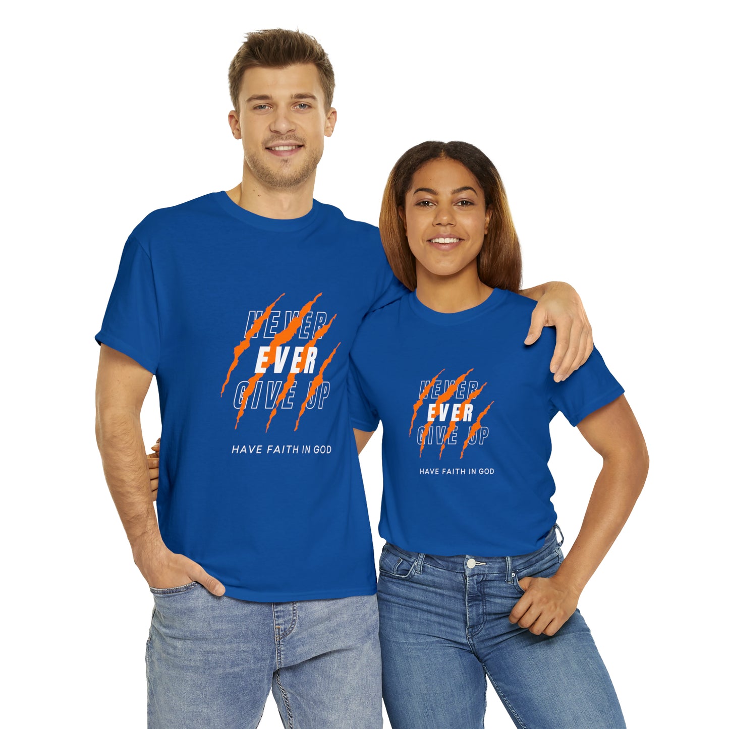 Never Give Up Faith-Inspired Cotton Tee