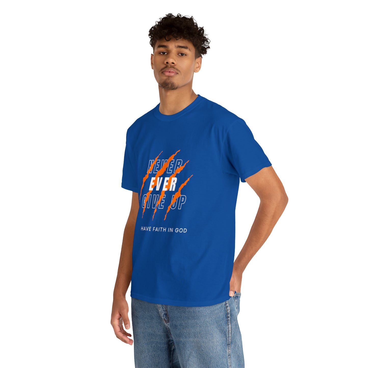 Never Give Up Faith-Inspired Cotton Tee