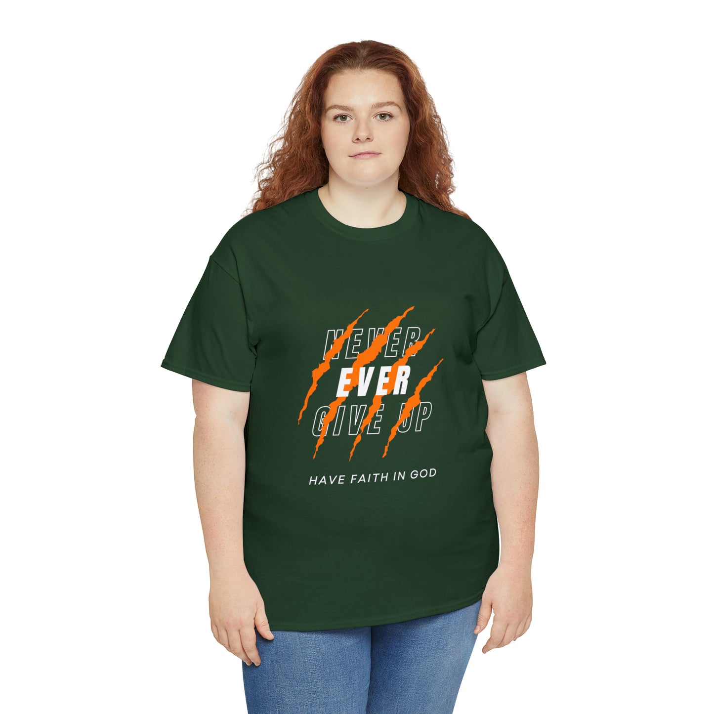 Never Give Up Faith-Inspired Cotton Tee