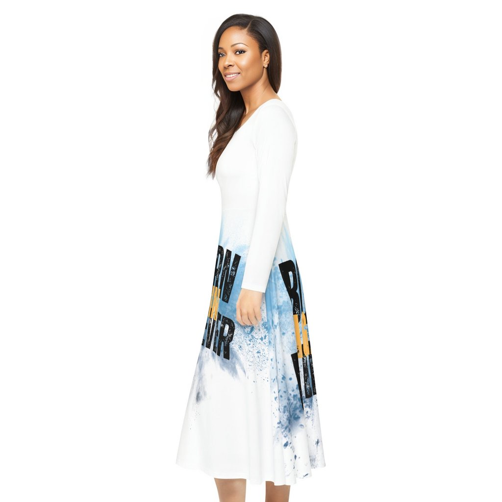 Born Again White Long Sleeve Dance Dress (AOP)