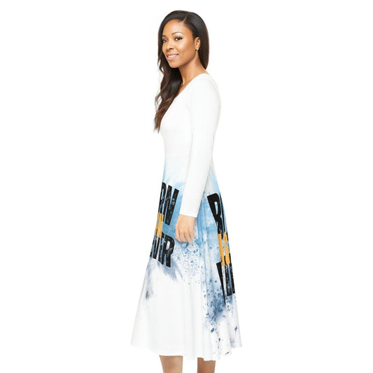 Born Again White Long Sleeve Dance Dress (AOP)