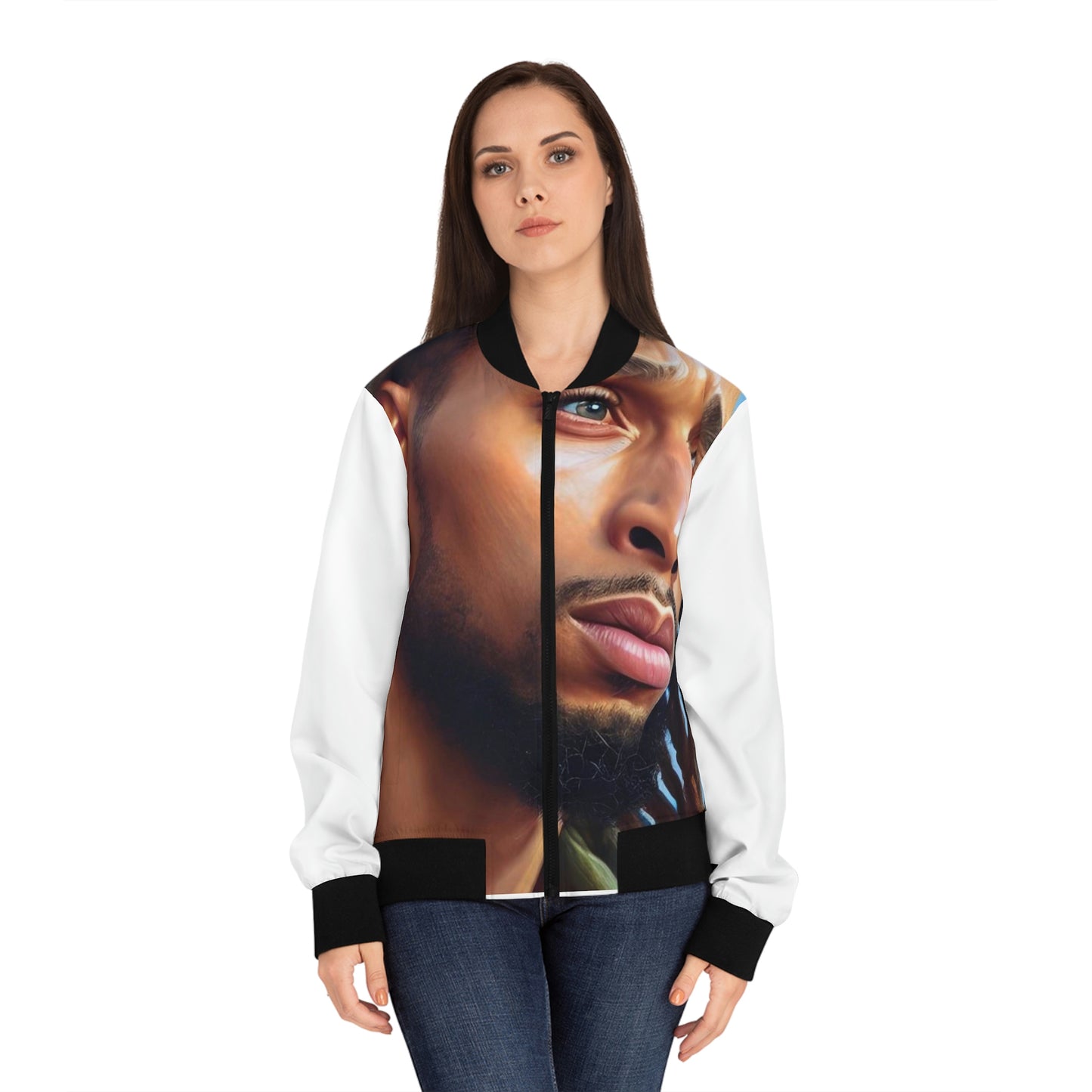 Black Jesus Women's Bomber Jacket (AOP)