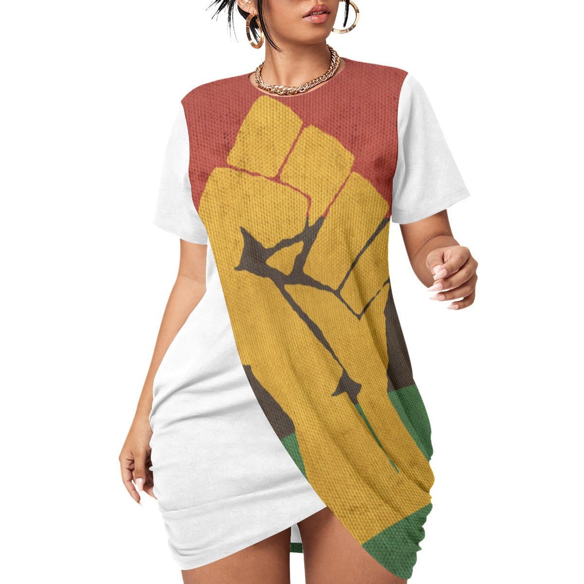 Women’s Stacked Power Hem Dress With Short Sleeve（Plus Size）