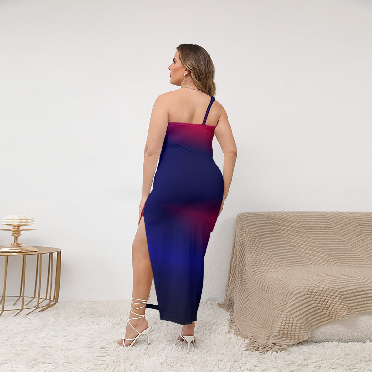 Inspire Women's Shoulder Exposure Dress With Side Split (Plus Size)