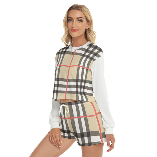 All-Over Print Women's Short Sweatshirt And Pants Suit