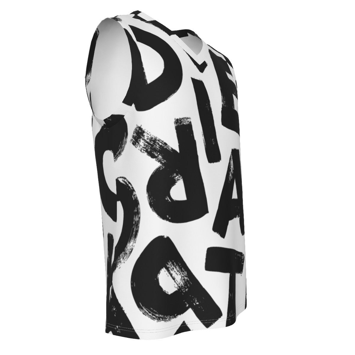 Letter Print Men's V Neck