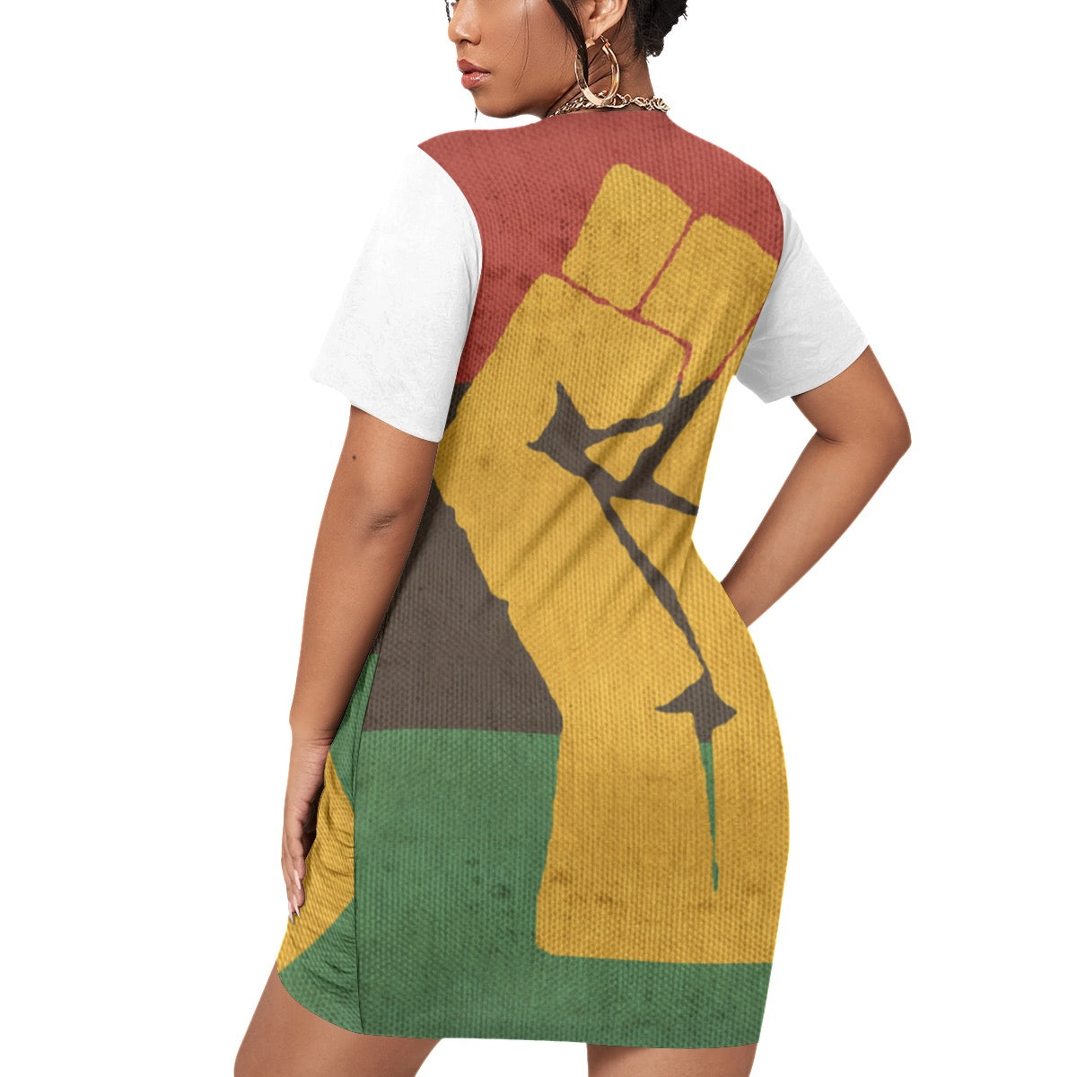 Women’s Stacked Power Hem Dress With Short Sleeve（Plus Size）