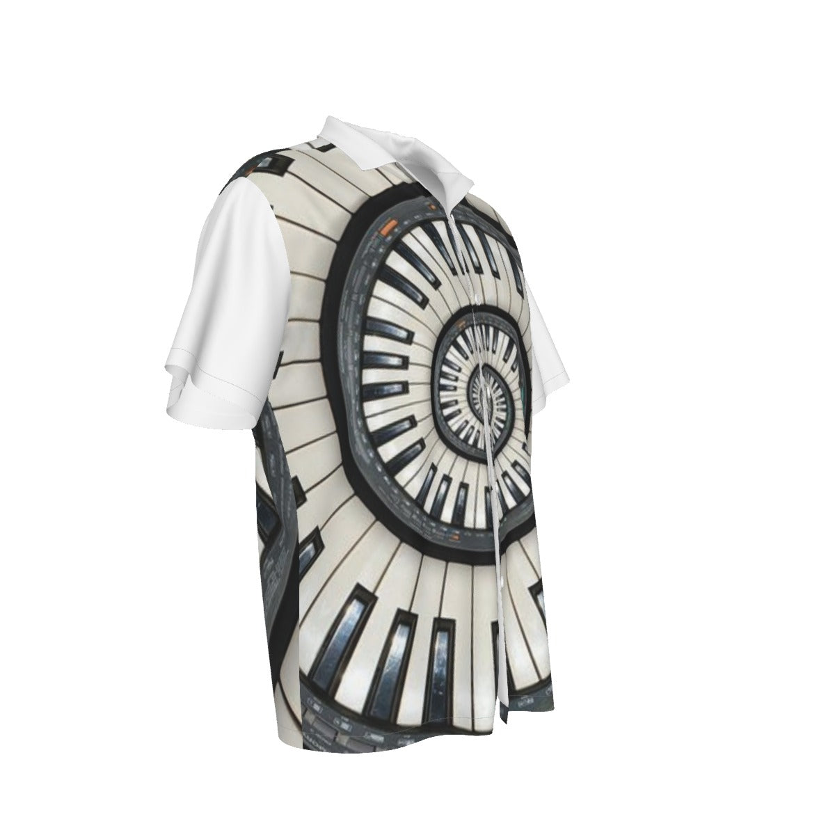 Piano Print Men's Hawaiian Shirt With Button Closure