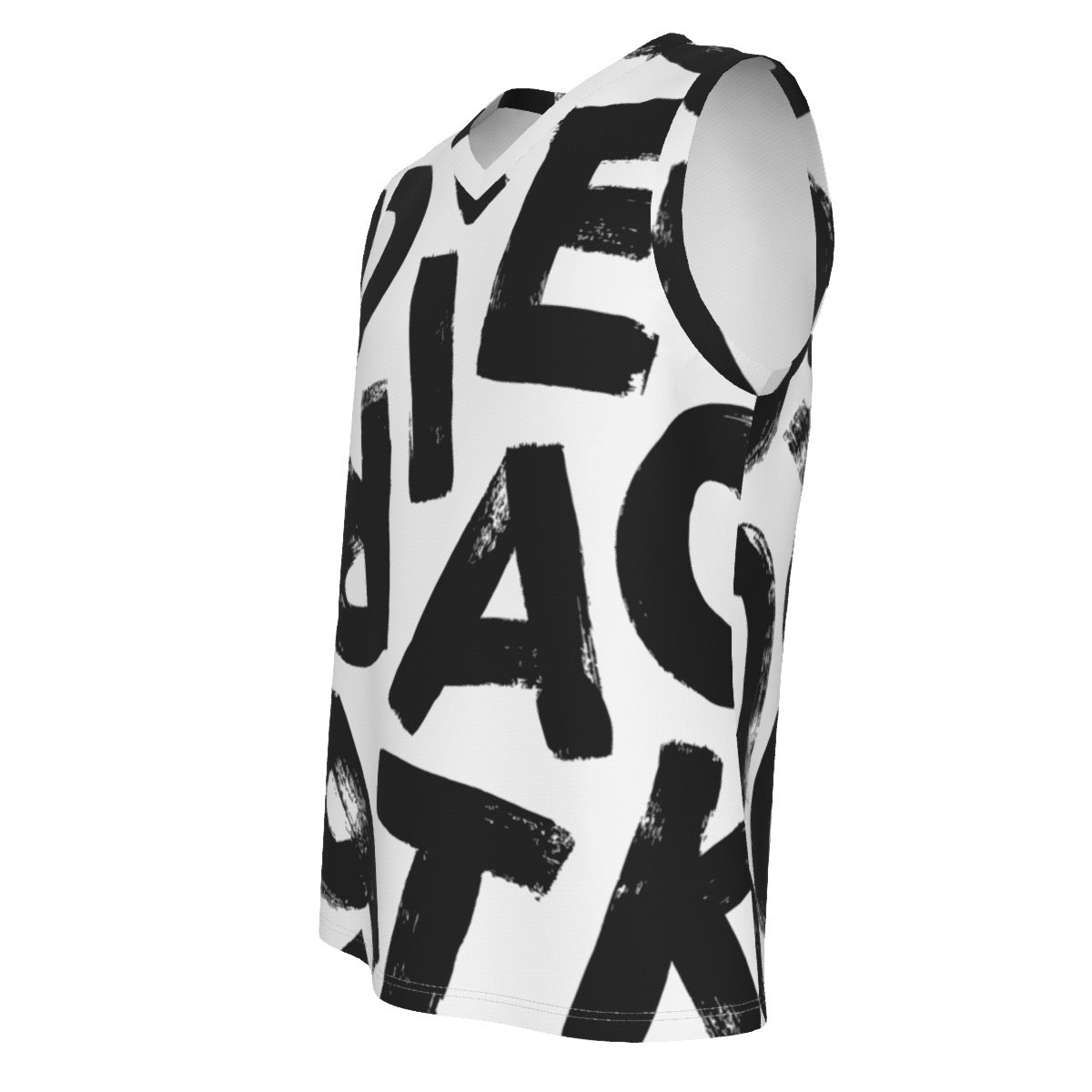 Letter Print Men's V Neck