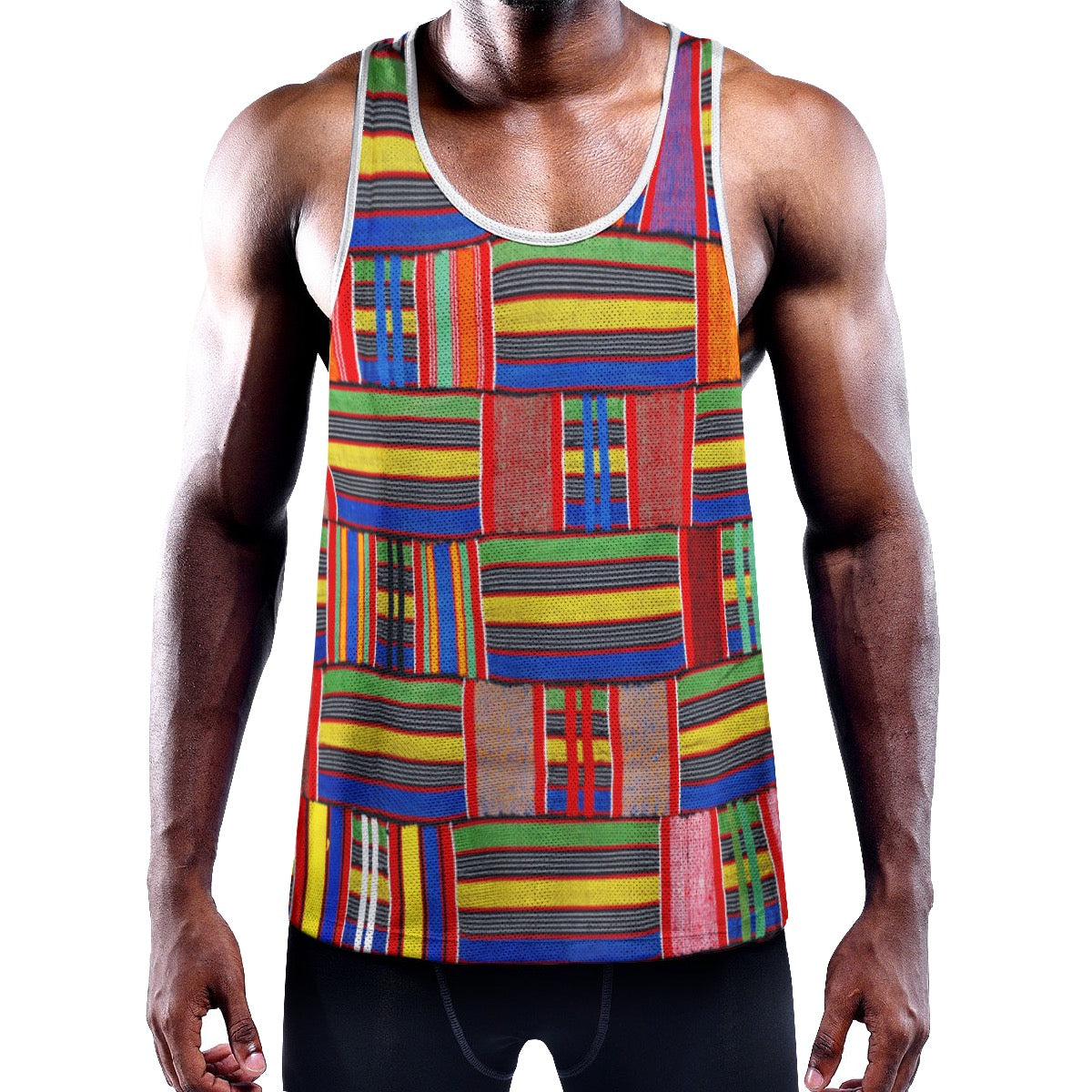 African Print Men's Slim Y-Back Muscle Tank Top