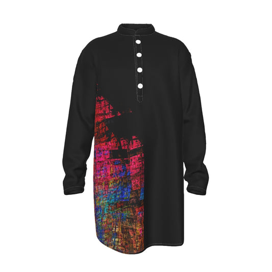 Cross Preacher Collar Long Shirt
