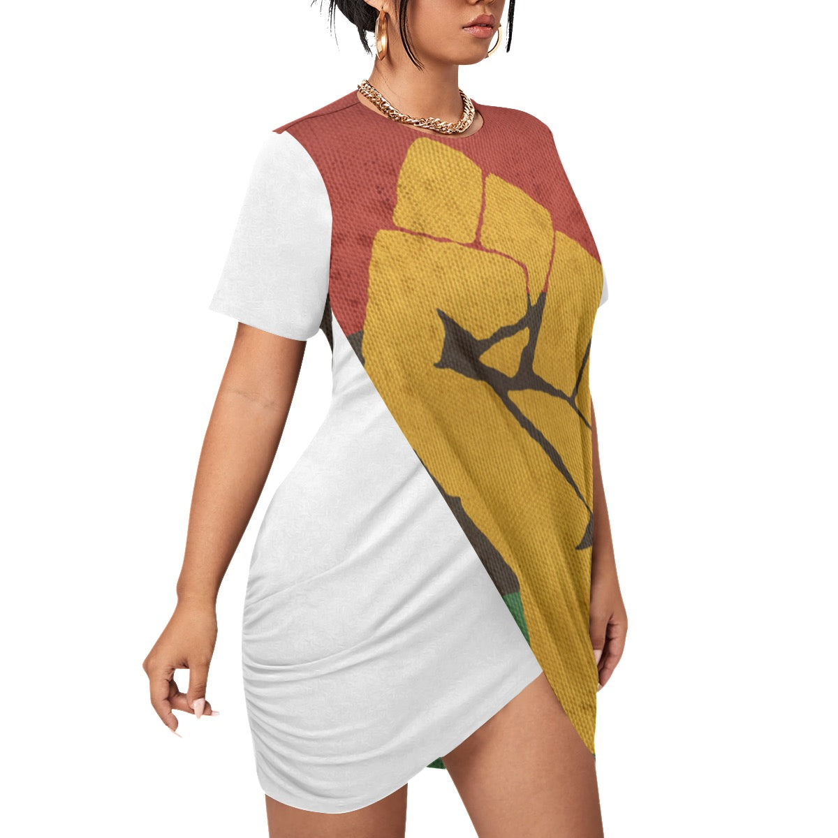 Women’s Stacked Power Hem Dress With Short Sleeve（Plus Size）