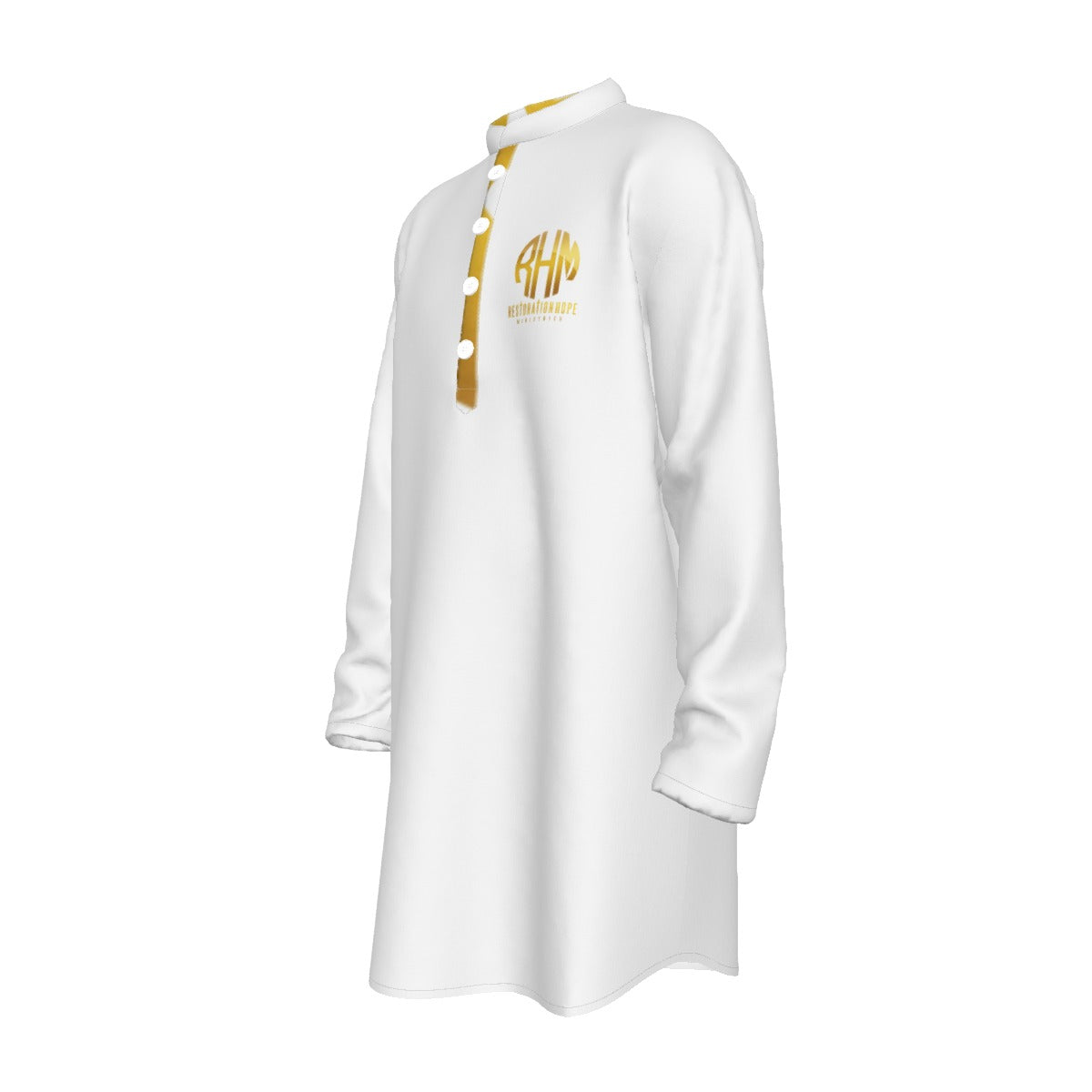 RHM Men's Preacher Collar Long Shirt