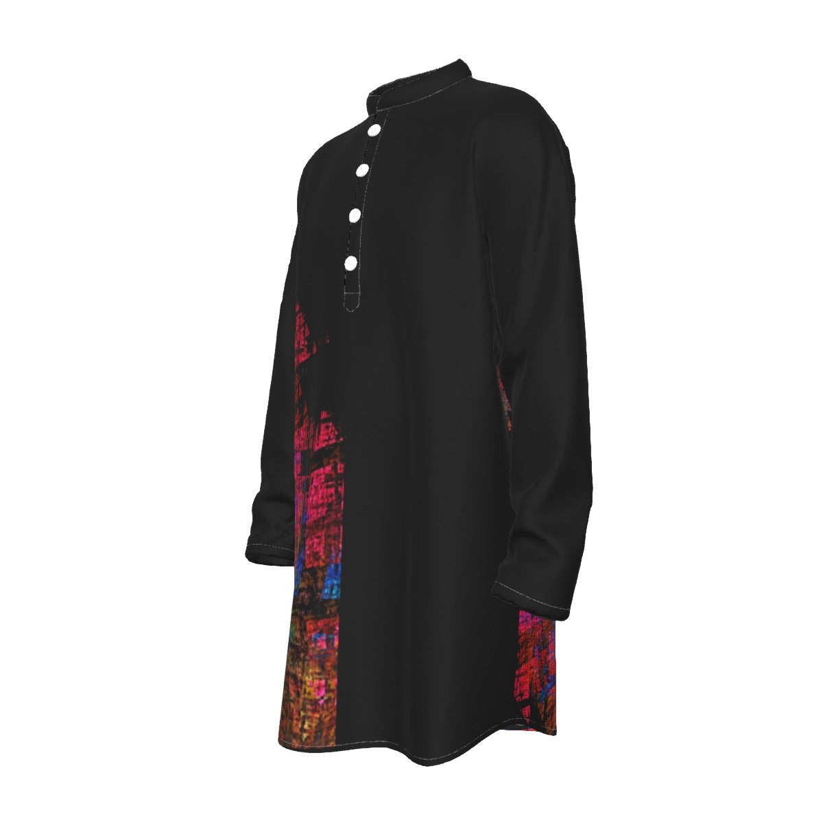 Cross Preacher Collar Long Shirt
