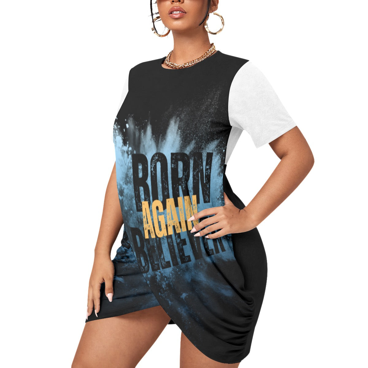 BAB Women’s Stacked Hem Dress With Short Sleeve（Plus Size）