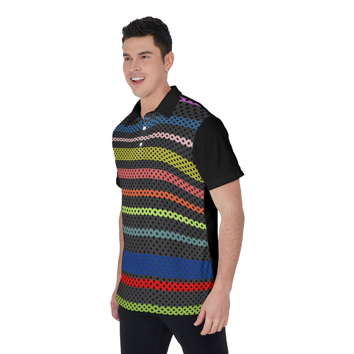 Men's Multi Color Stripe Polo Shirt
