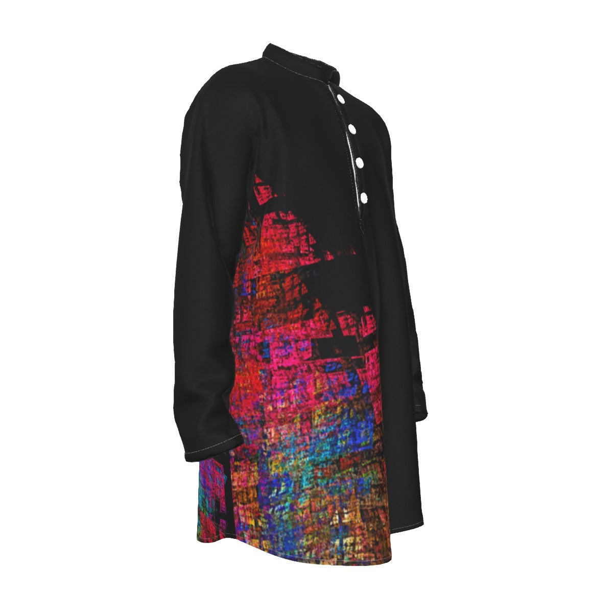 Cross Preacher Collar Long Shirt