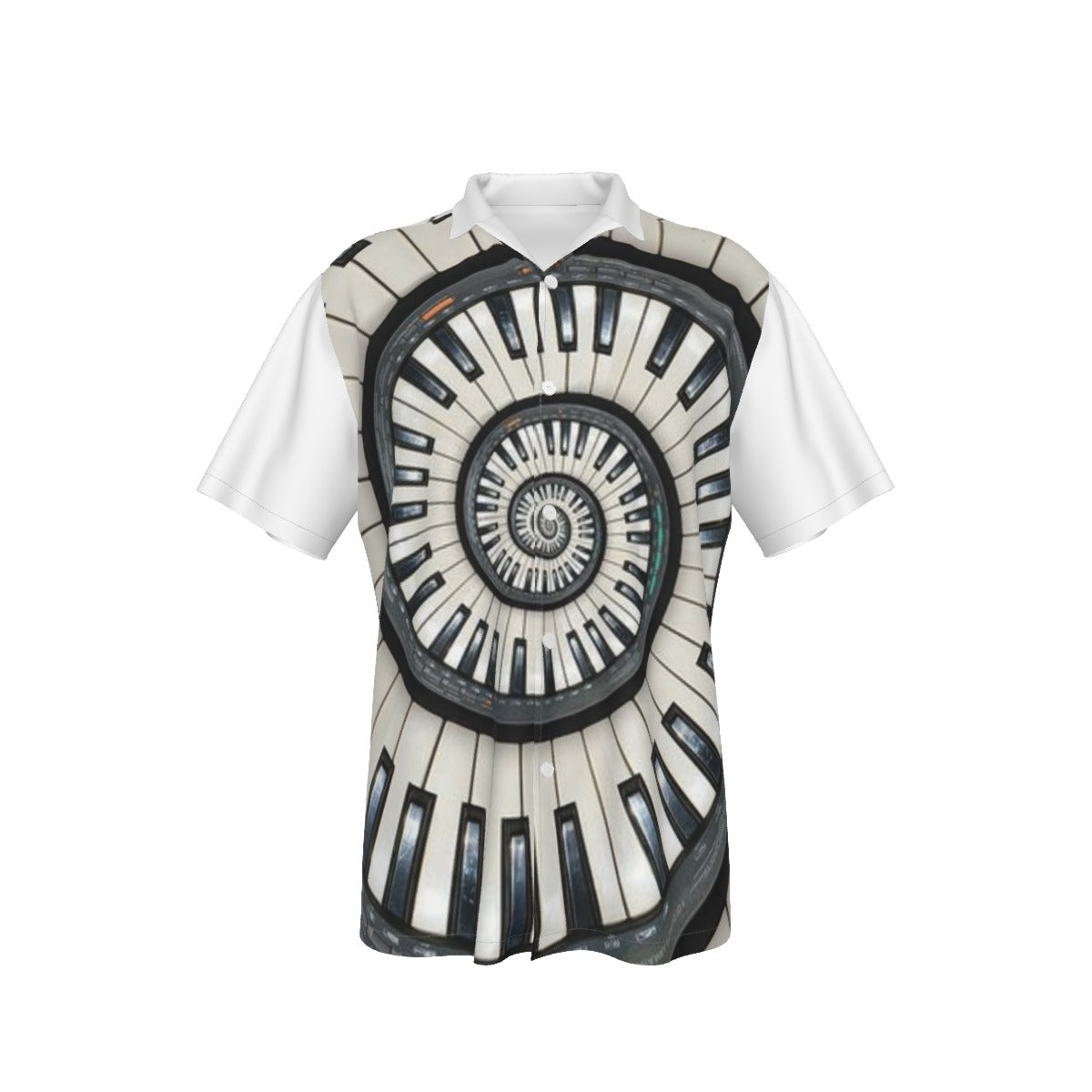 Piano Print Men's Hawaiian Shirt With Button Closure