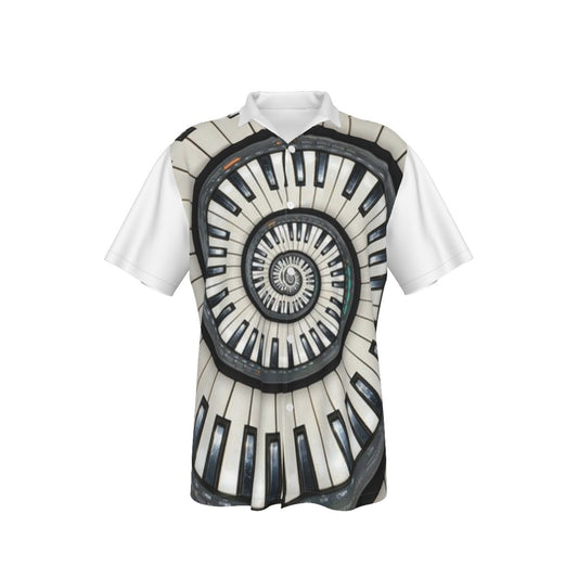 Piano Print Men's Hawaiian Shirt With Button Closure