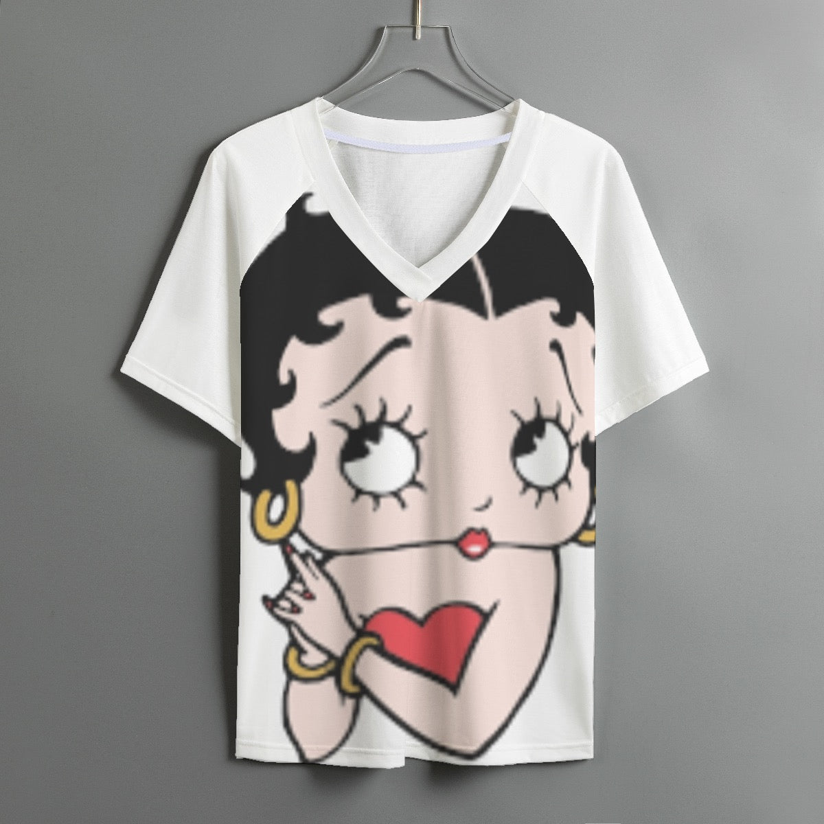 Betty Boop Women's V-neck T-shirt With Short Sleeve