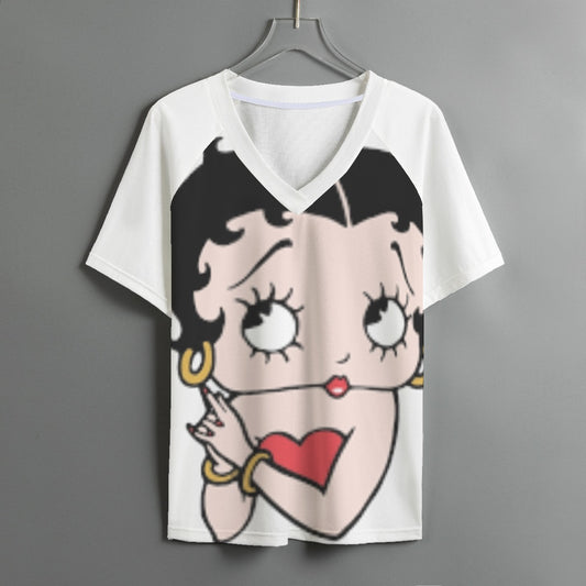 Betty Boop Women's V-neck T-shirt With Short Sleeve