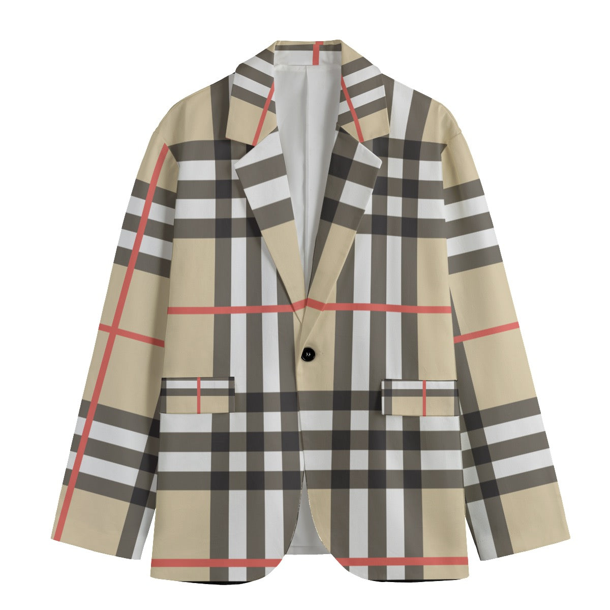 Men's Casual Flat Checker Lapel Blazer