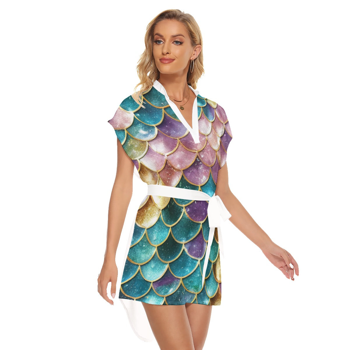 Women's Stand-up Collar Casual Dress With Belt