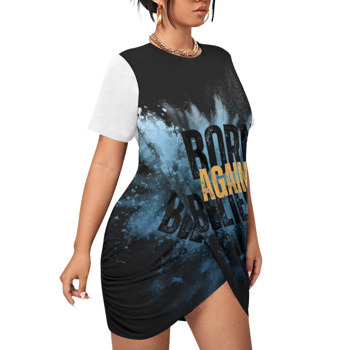 BAB Women’s Stacked Hem Dress With Short Sleeve（Plus Size）