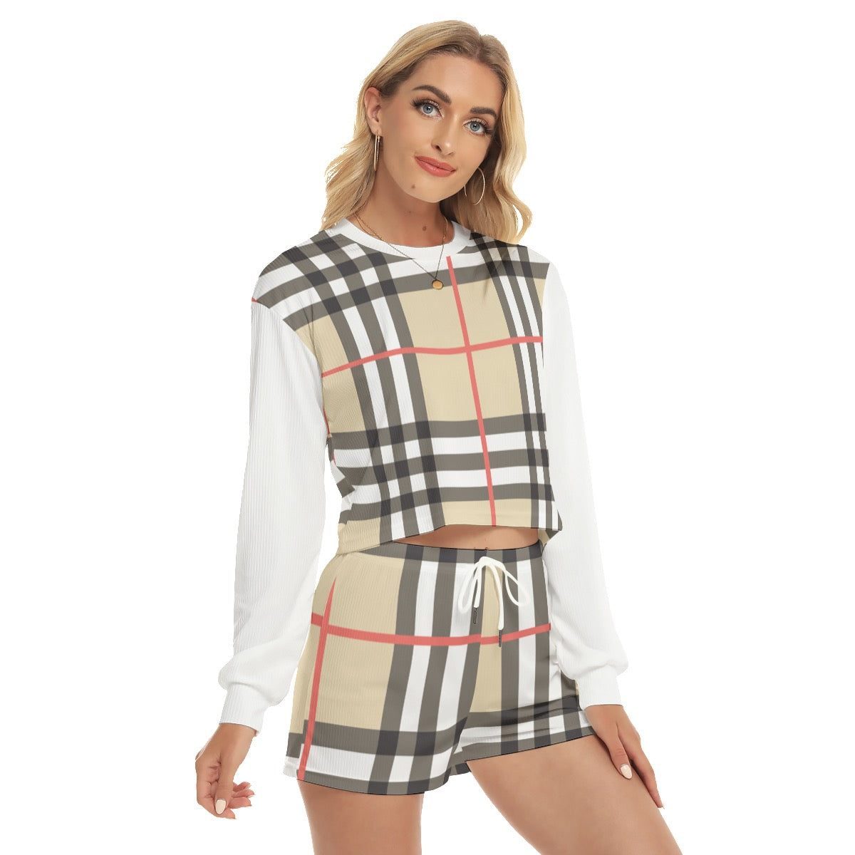 All-Over Print Women's Short Sweatshirt And Pants Suit