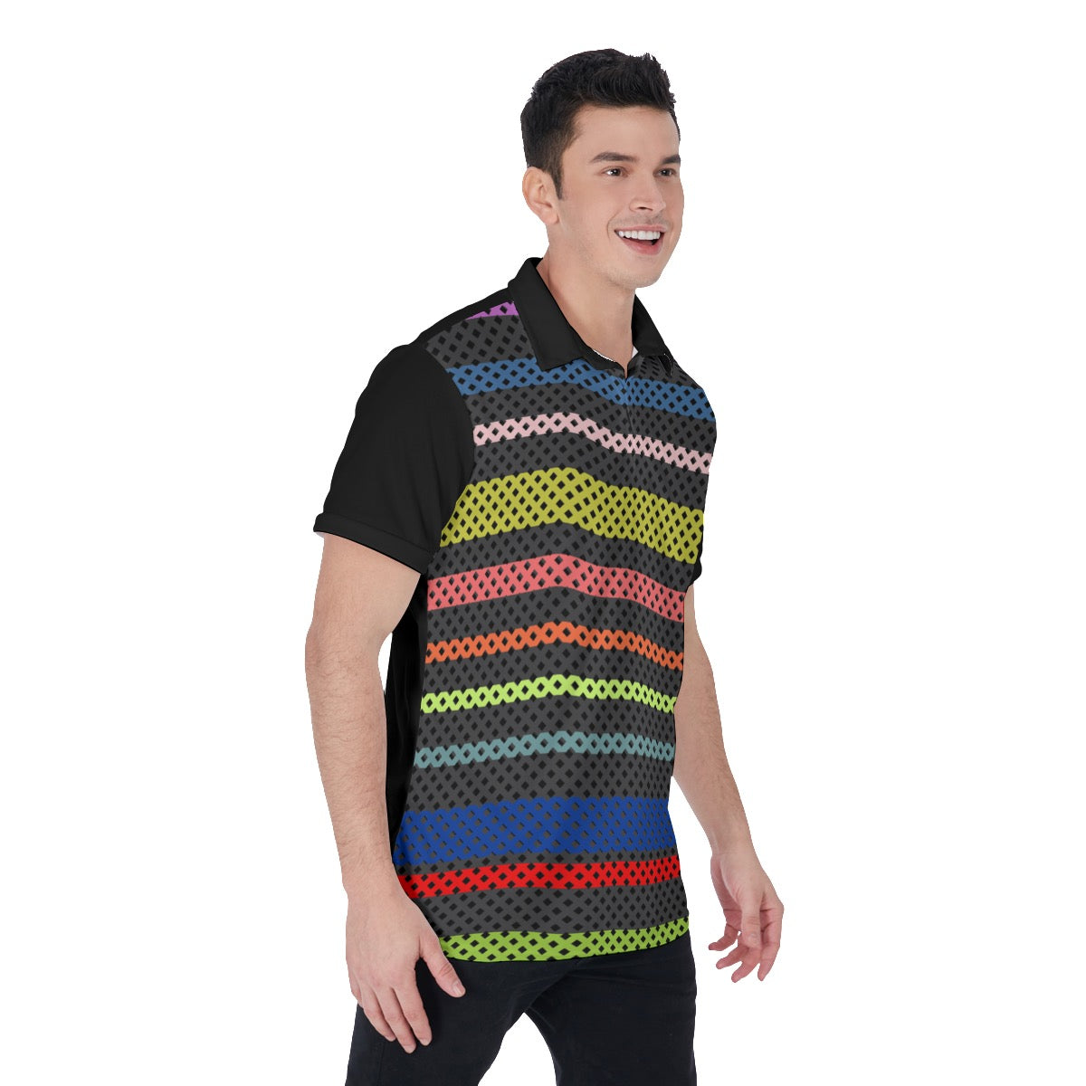 Men's Multi Color Stripe Polo Shirt