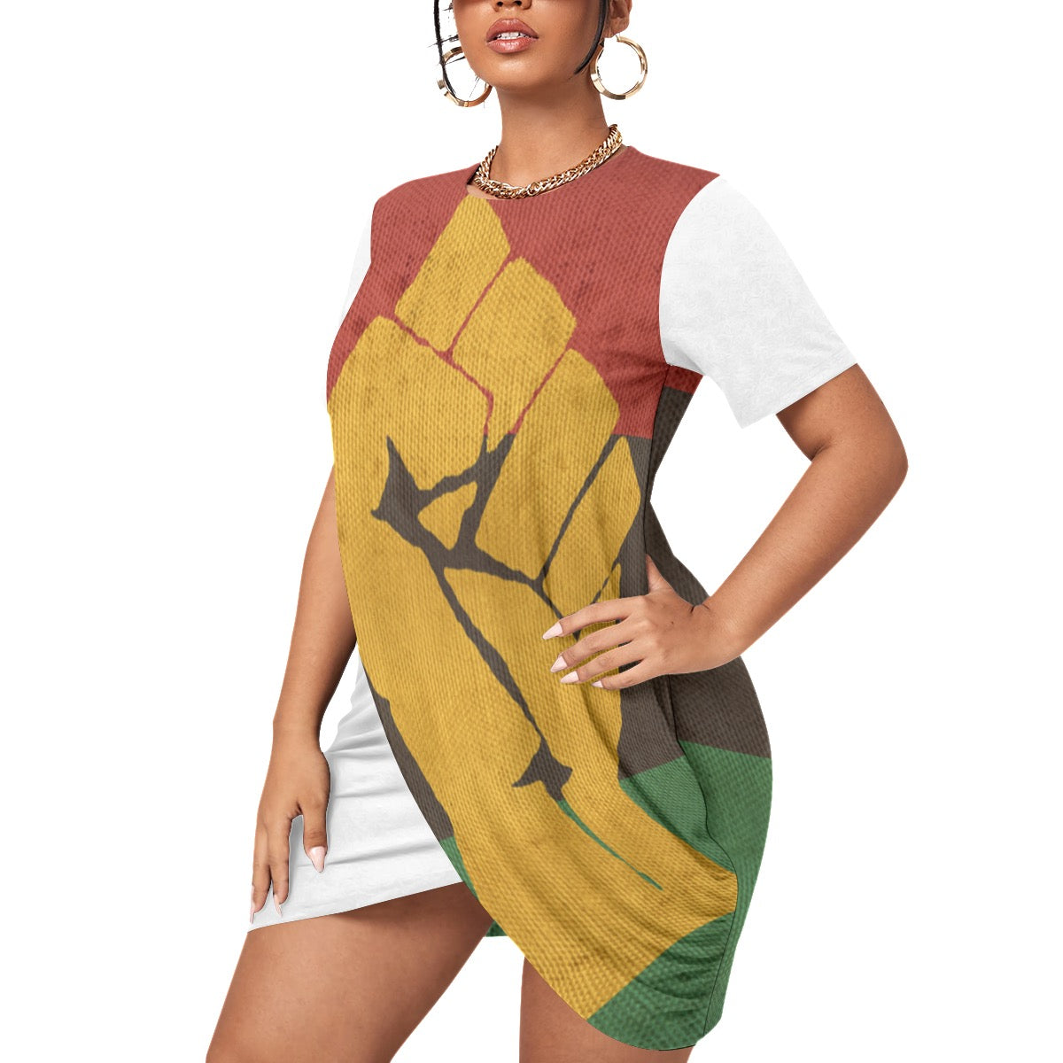 Women’s Stacked Power Hem Dress With Short Sleeve（Plus Size）