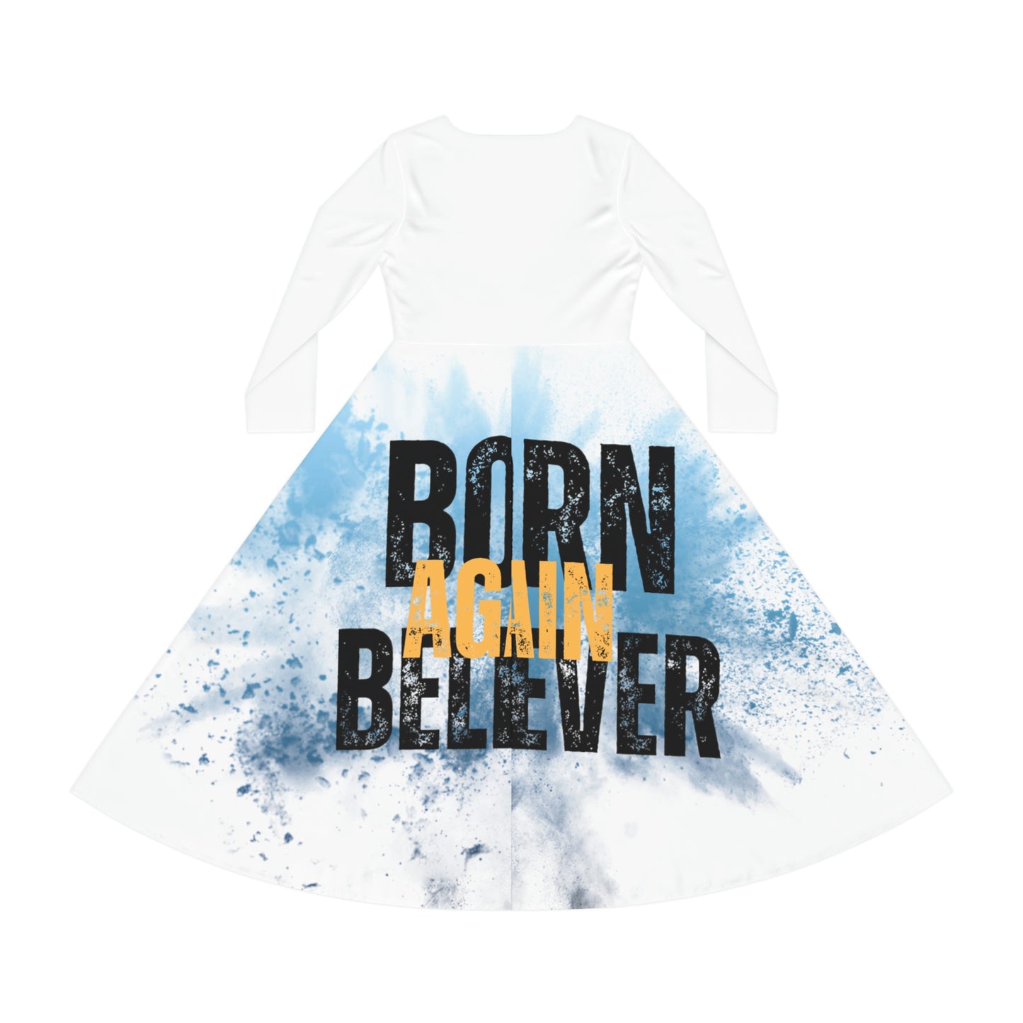 Born Again White Long Sleeve Dance Dress (AOP)