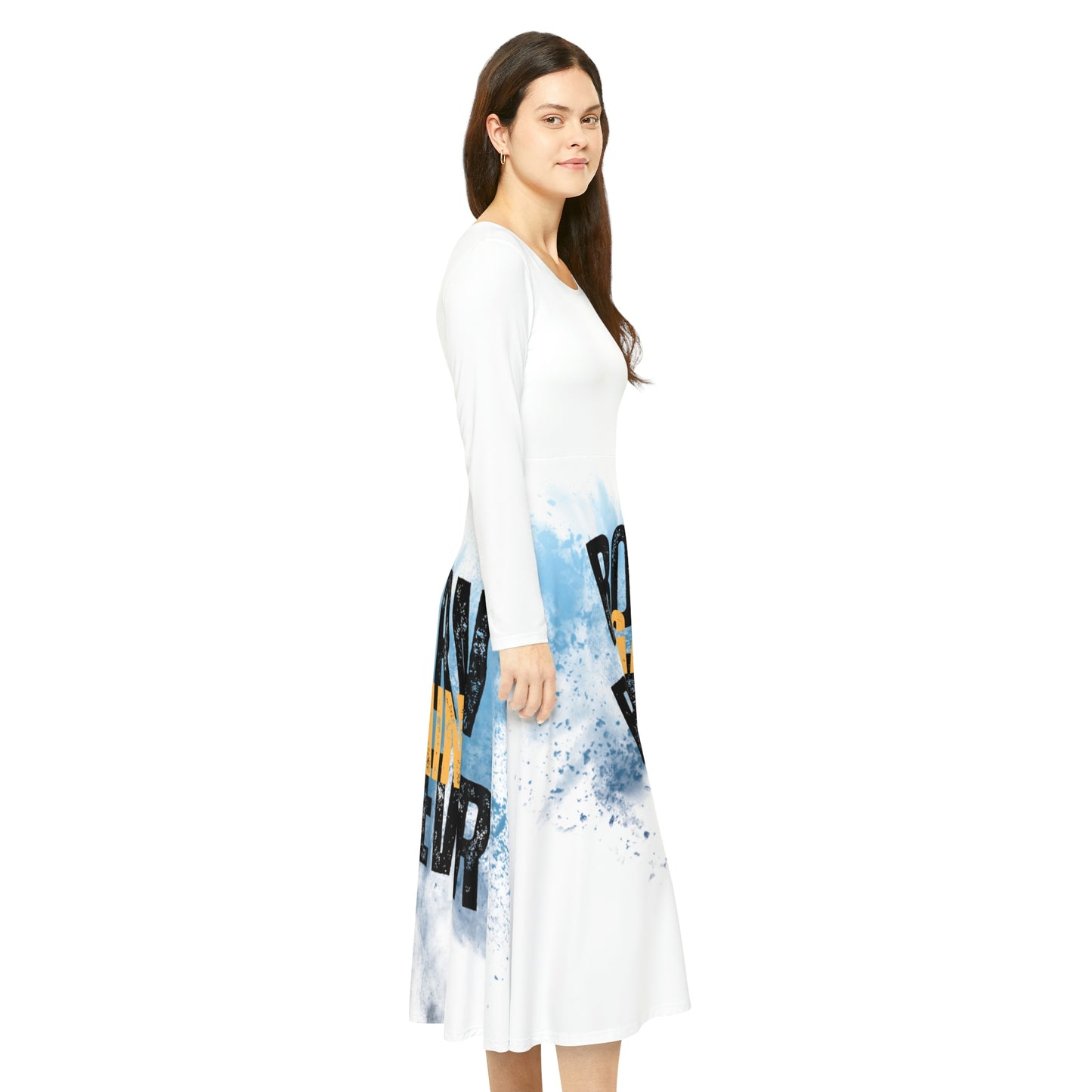Born Again White Long Sleeve Dance Dress (AOP)