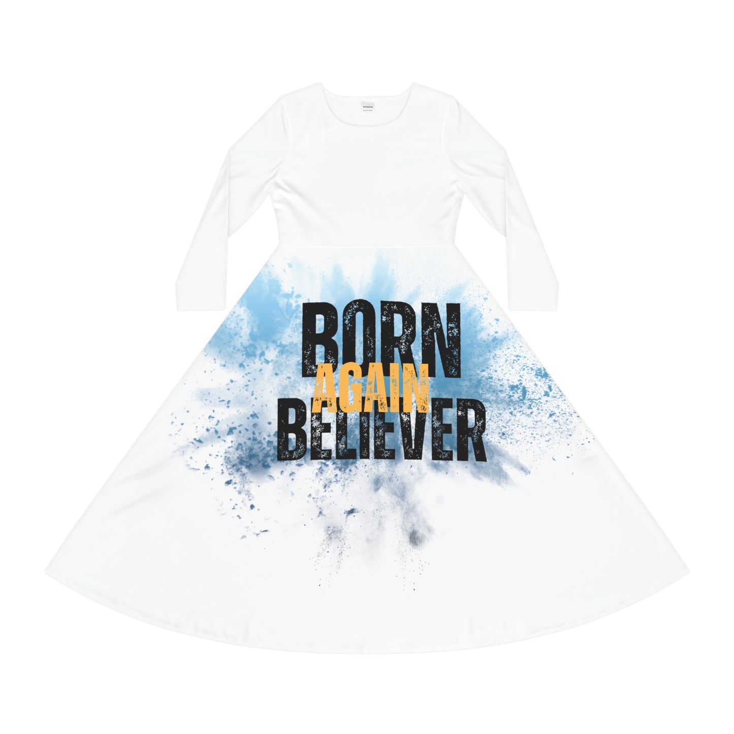 Born Again White Long Sleeve Dance Dress (AOP)